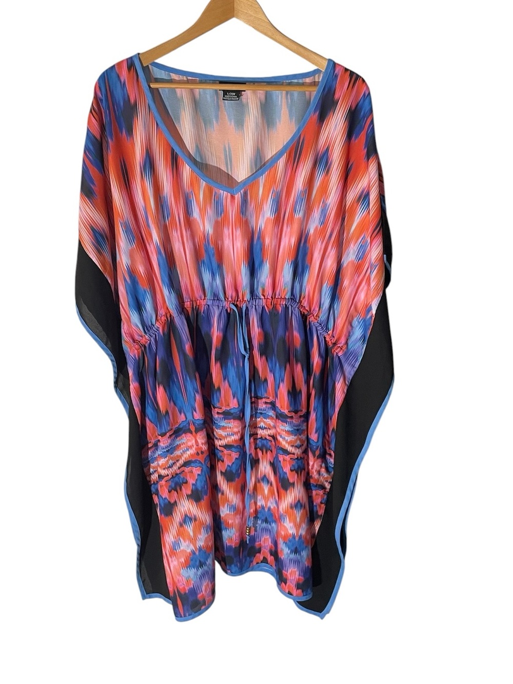 C2- City Chic Multicolor Printed V-Neck Caftan Large - 20W swim cover